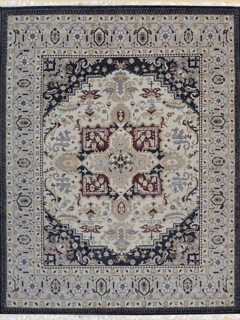 Beige Hand Knotted Wool Runner Rug 3' x 8' Traditional Oriental